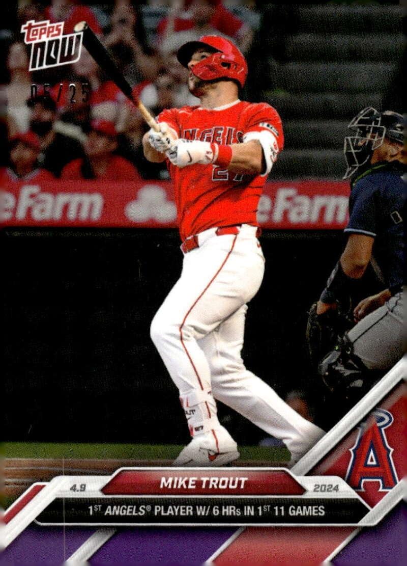 MIKE TROUT SP 2024 Topps NOW Purple 5/25 Angels #55 NM-MT Baseball 6 HRs 11 Games