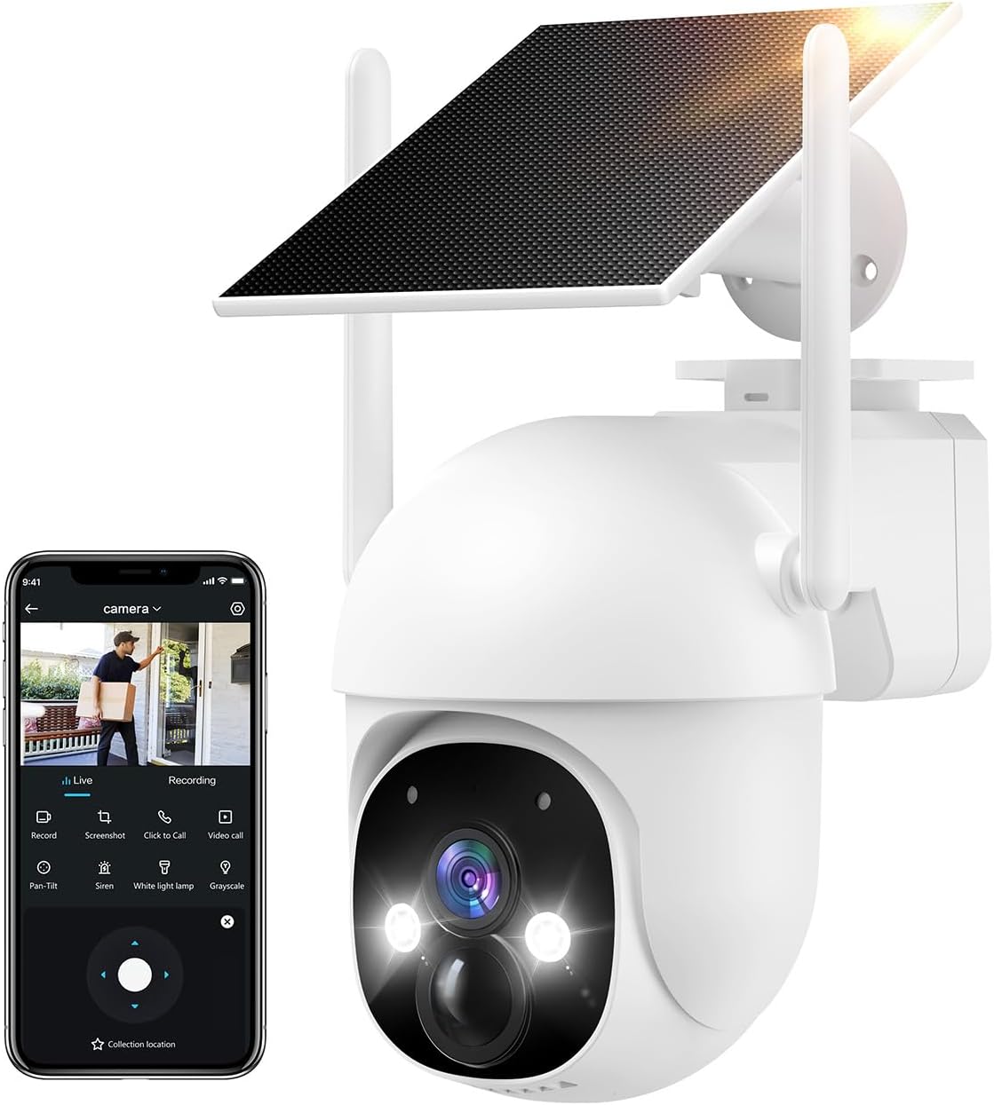 Cámaras solares inalámbricas para exteriores, cámaras de visión de 360  para seguridad en el hogar, detección PIRcámara solar WiFi de 2.4 GHzimagen