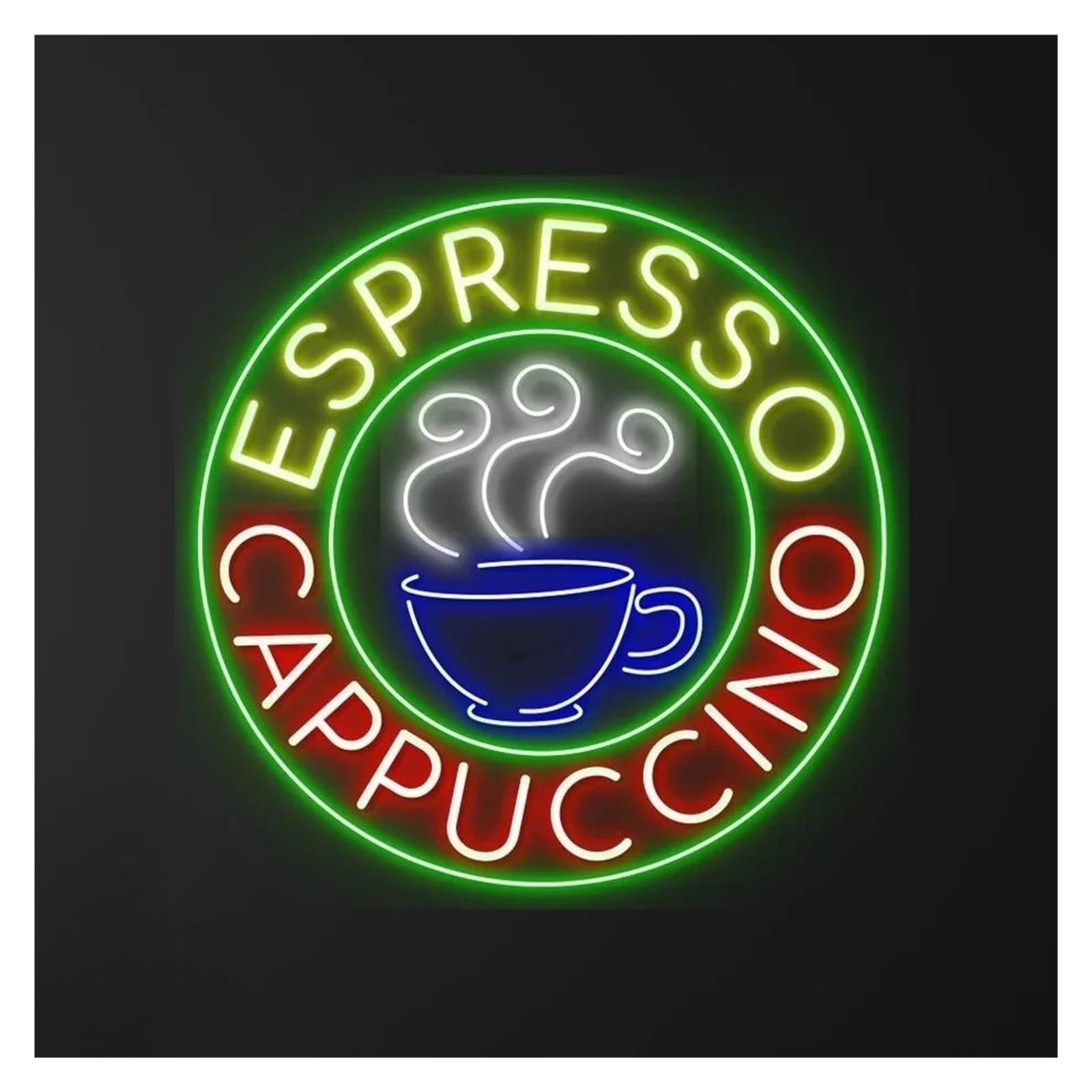 Sign Lamp Espresso Cappuccino Neon Sign Coffee Shop Wall Decor Cafe Drinking Store Restaurant Business Decorative Lamps 51cmх51cm