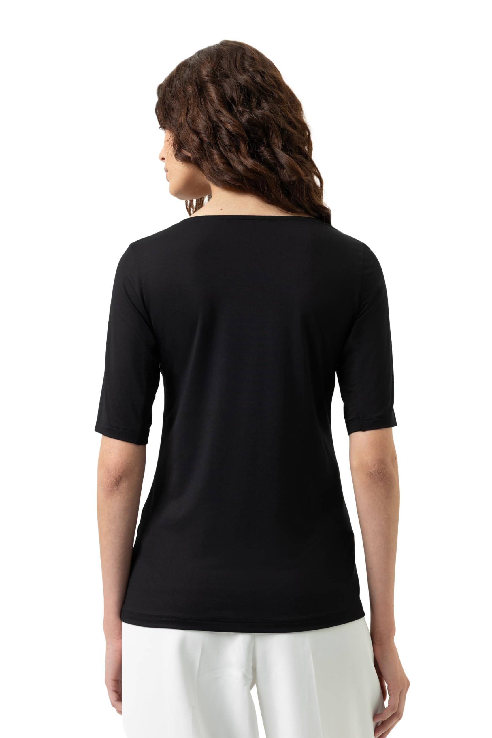 Mey Damen T-Shirt Innovation, Blickdicht: Doppellagige Vorderseite, Enganliegende Passform, V-Ausschnitt, Längere enganliegende Ärmel, Serie Blazershirt