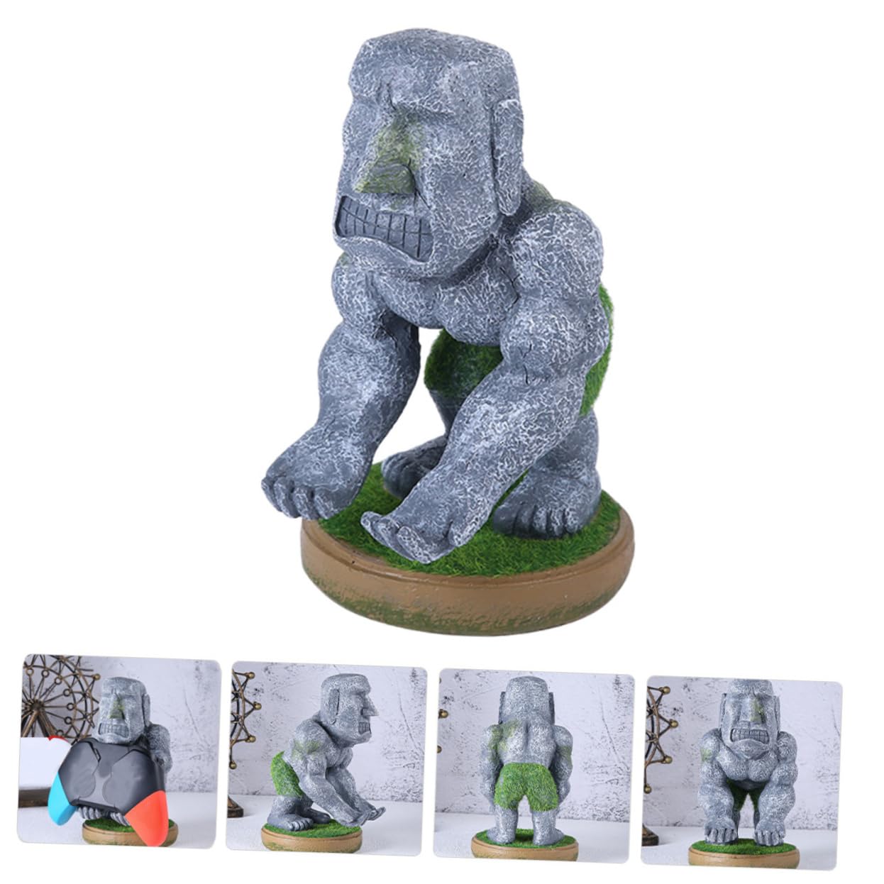 NUOBESTY Controller Statua per di Resina Gioco Supporto in Stabile e Design Unico Moai Accessori Decorazione Desktop Gaming