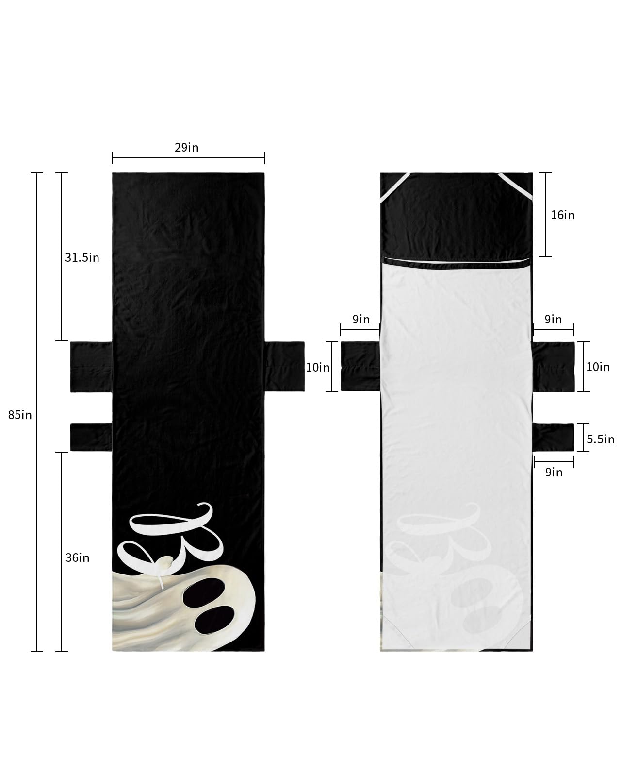 Halloween Beach Lounge Chair Towel Cover, Soft Chaise Lounge Towel with Side Pockets Patio Pool Chairs Cover for Beach/Pool Sunbathing 29x85 White Boo Ghost Classic Black