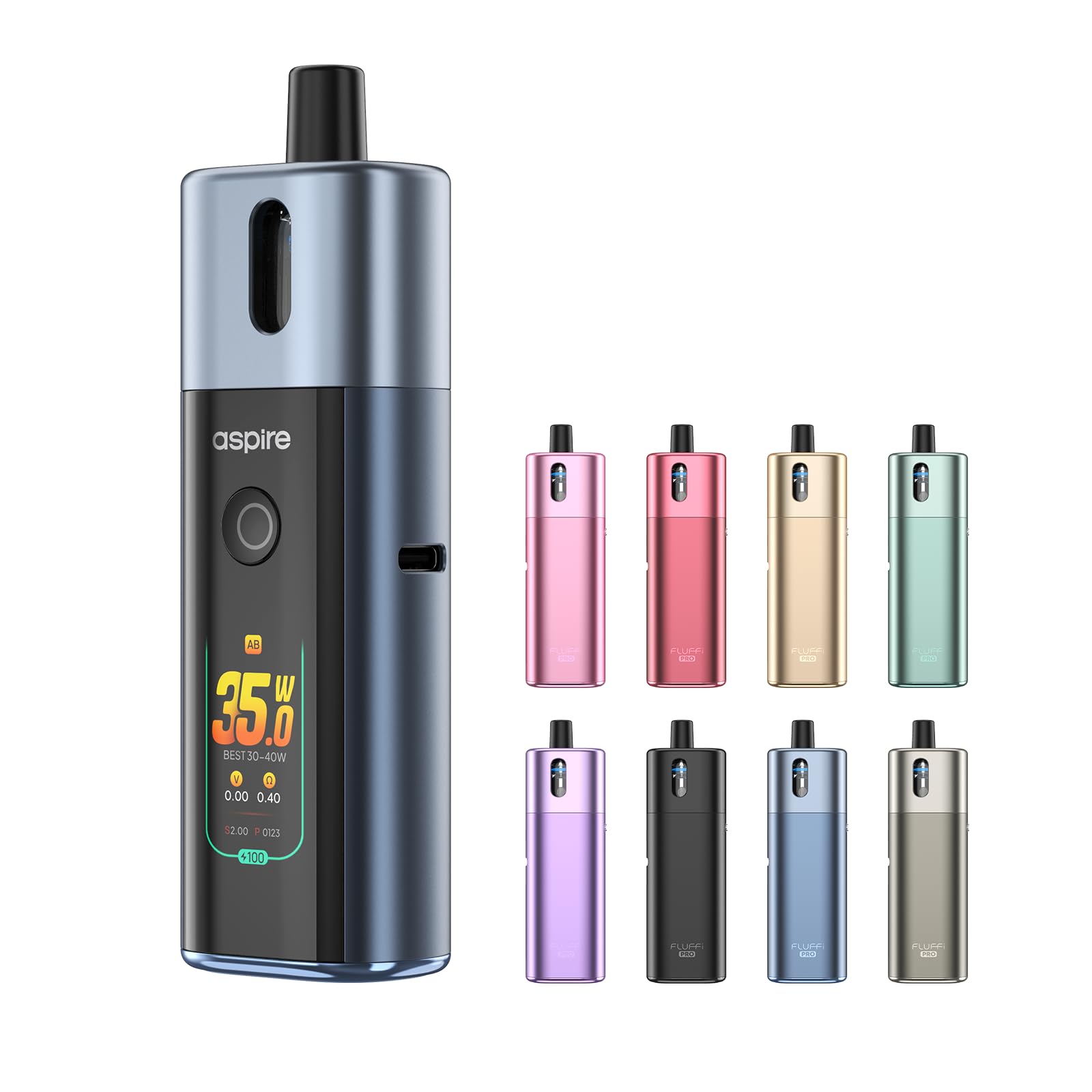 【MTL&RDL&DTL向け】For Aspire Fluffi Pro Pod Kit 電子タバコ 40W 2800mAH (ネイビー・ブルー)