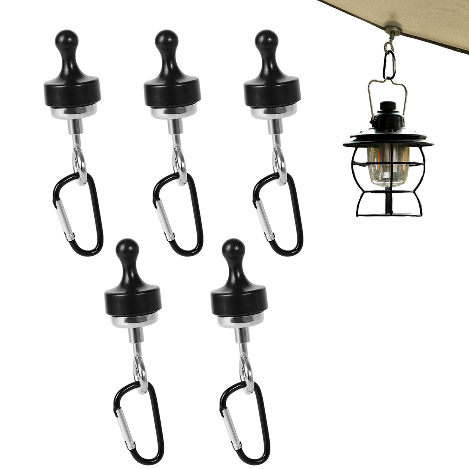 Magnetic Hooks, 2/3/5 Pieces Magnetic Camping Hooks for Tents, Strong Magnet Hooks for Hanging Camp Light Lanterns, Portable Magnetic Carabiner Hooks for Outdoor Camping Picnic Tent Canopy Garden