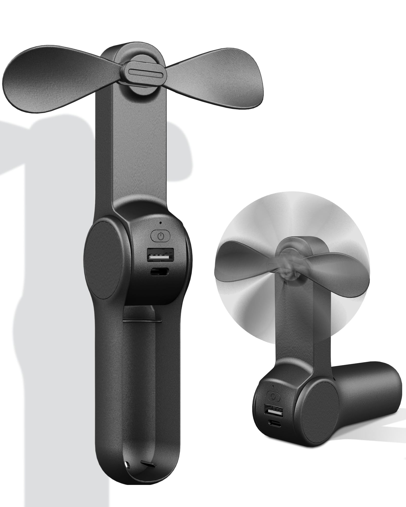 FrSara Hand Fan Rechargeable - Portable Mini Fan with 2000mAh Battery, 3 Speeds, Powerbank Function, Ultra Quiet, Lightweight, Foldable Handheld Fan for Face, Makeup, Travel, Outdoor (Black) (B0C5HYJCYH) Amazon Price History, Amazon Price Tracker