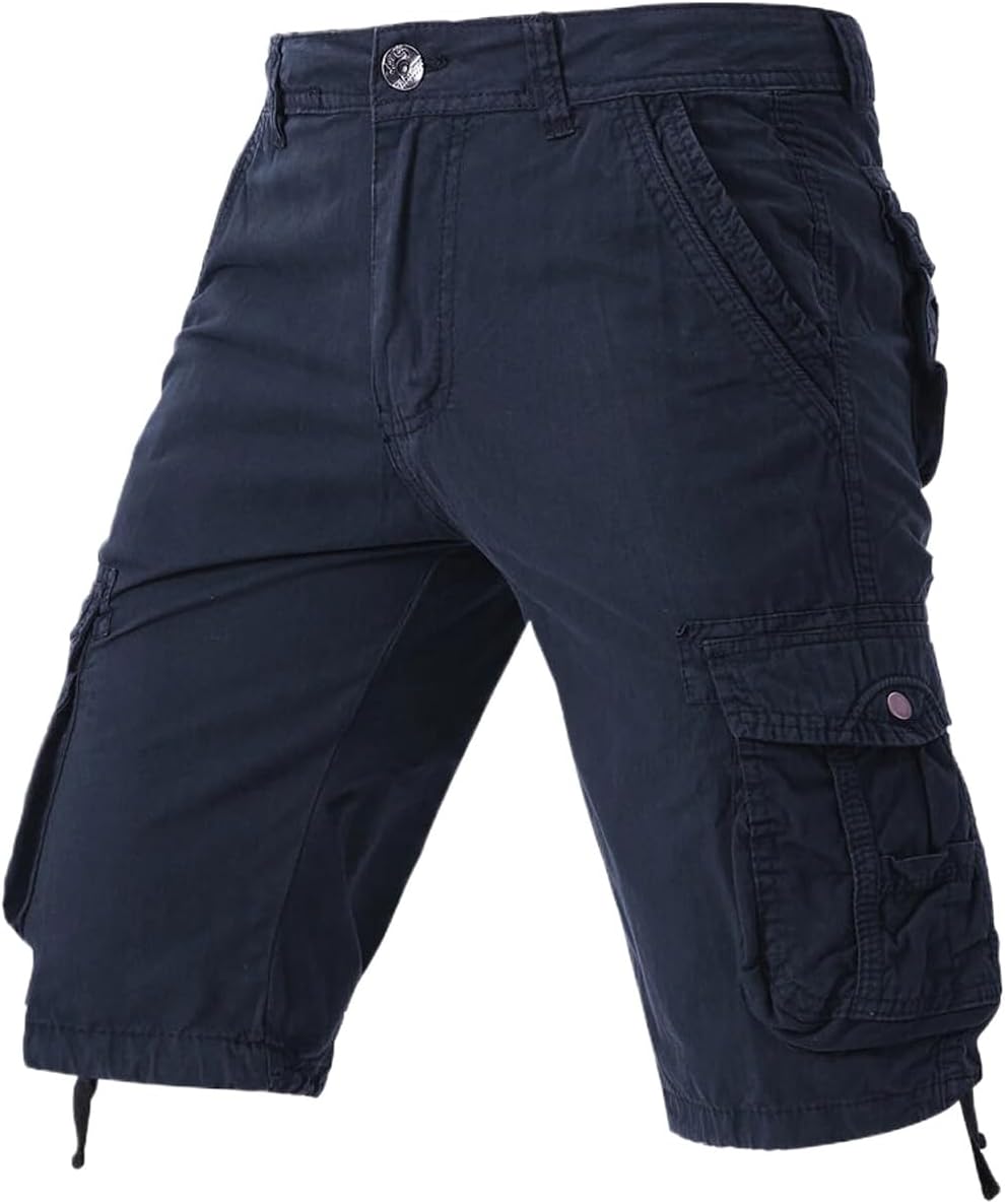 Men's Bermuda Cargo Shorts Cotton Loose Outwear Shorts No Belt