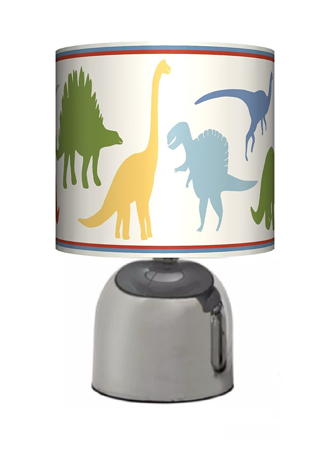 Little Dinosaur Dino - Bedside Touch LAMP - Boys Bedroom Light/LAMP Shade - Multi - Mains Operated (UK Plug)