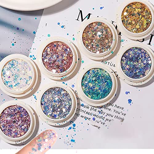 Christmas Nail Art Decals, 48 Color And Size Christmas Glitter, 3D Nail Art With Star Heart Butterfly Snowflake, Nail Glitter Sequins Shape Flakes For Body Face Acrylic Resin Tumblers #TOP2