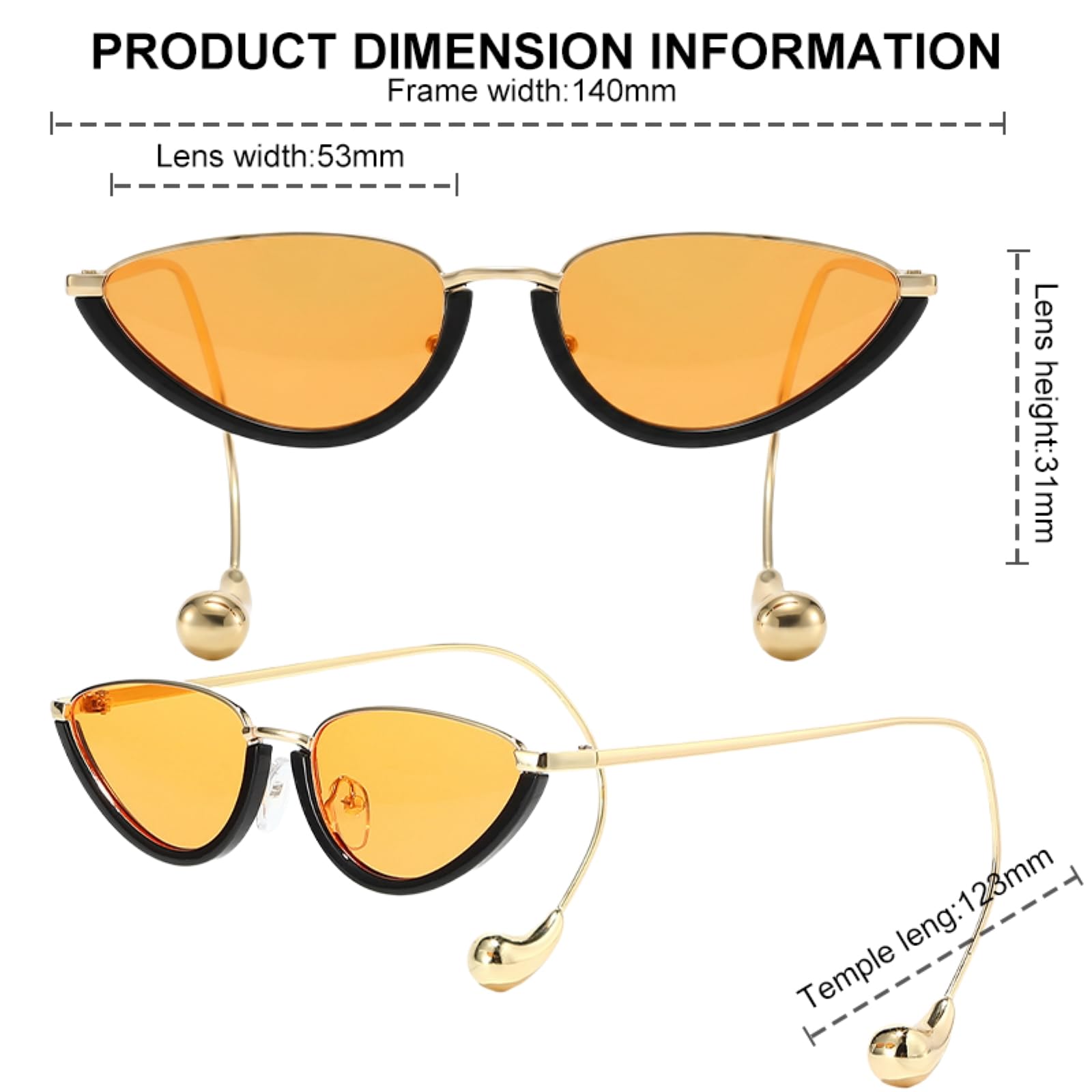 Occhiali da Sole Cat Eye metà Cornice Donne Uv400, Y2k Punk Steampunk di Gatto per Le Festa Strada Moda Indossare-8pcs