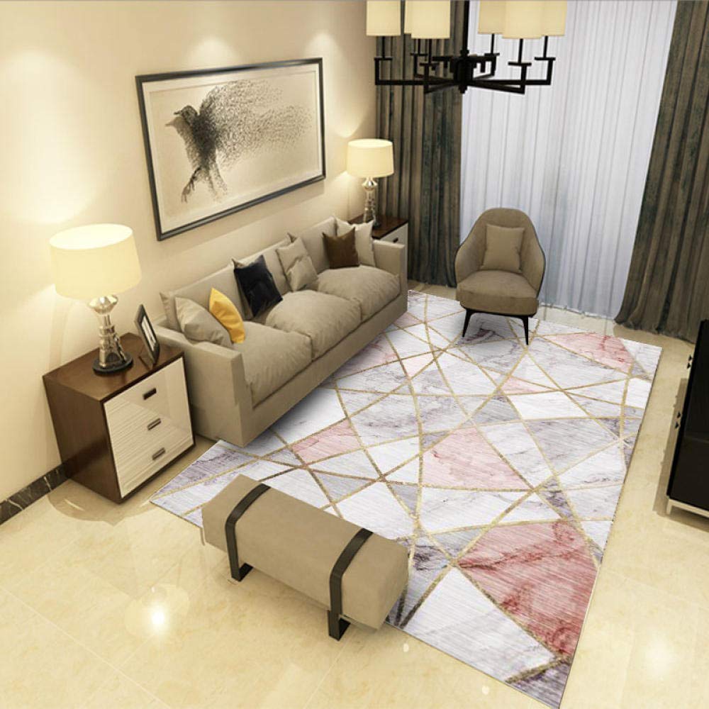 Tapis Design Moderne Rose Gris Blanc Grande Taille décoratifs Rug Tapete 120x180CM