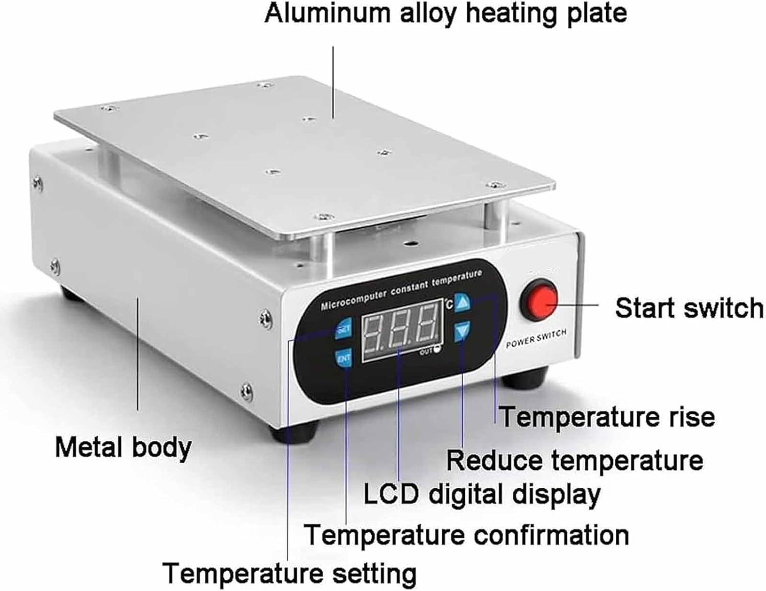 ERICAT Electronic Heating Table Welder Hot Plate, Replacement Electric Heating Plate with Anti-Skid Pad, Plate Size 200 * 130mm & Room Temperature to 180 Degrees, Fast Evenly, for Splitting