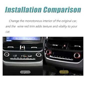 BOYUER 2PCS Aluminum Car Centre Console AC Air Conditioning Knob Button Cover for Toyota Corolla 2020 2021 2022 2023 2024 2025 2026,2019-2025 Corolla Hatchback Corolla Cross(RED)