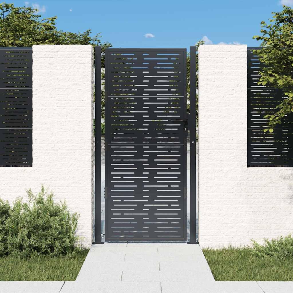 Portal Jardín Acero Antracita 100x175 cm Galvanizado Bloqueable