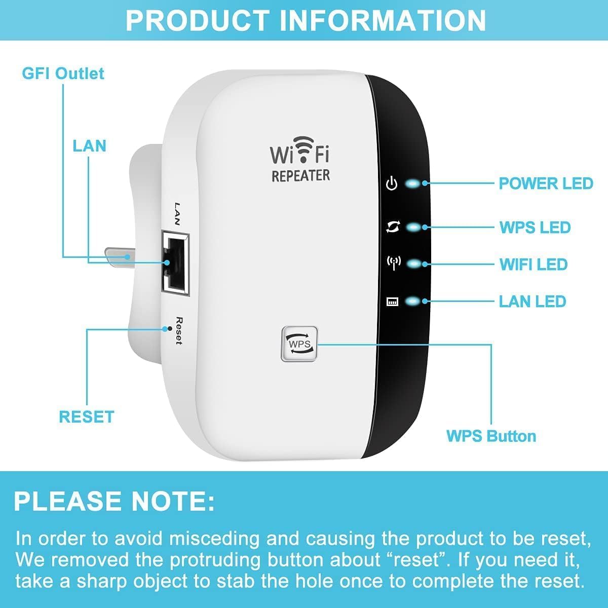 WiFi Extender Booster,WiFi Extender,Signal Booster for Home Up to 5000 sq.ft and 45 Devices, Internet Booster with Ethernet Port, Quick Setup, Home Wireless Signal Booster