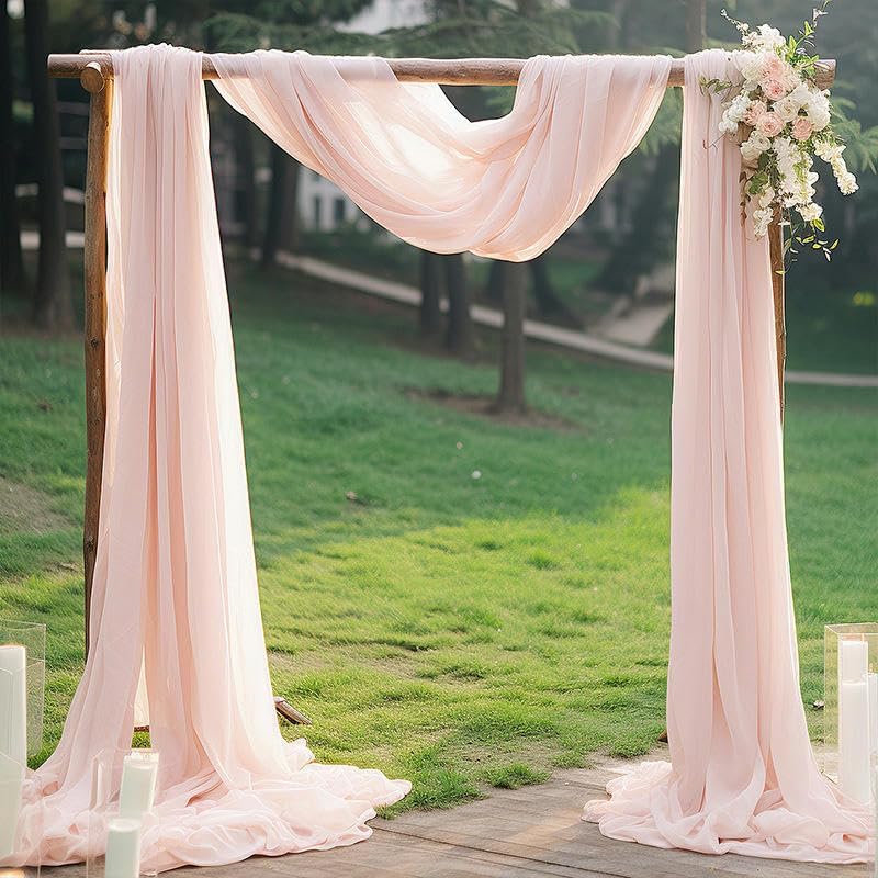 KeuLen Wedding Arch Draping Fabric,50 * 570cm 10PCS Wedding Arch Draping Fabric Chiffon Arch Drapes for Party Outdoor Decor Table Runner Sheer (Color : Light Pink)