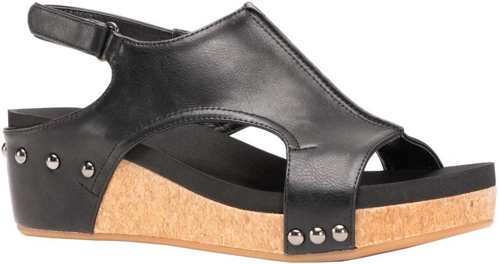 Corkys Women's Volta Wedge Sandal (Black Smooth, 9 M US) - Image 2