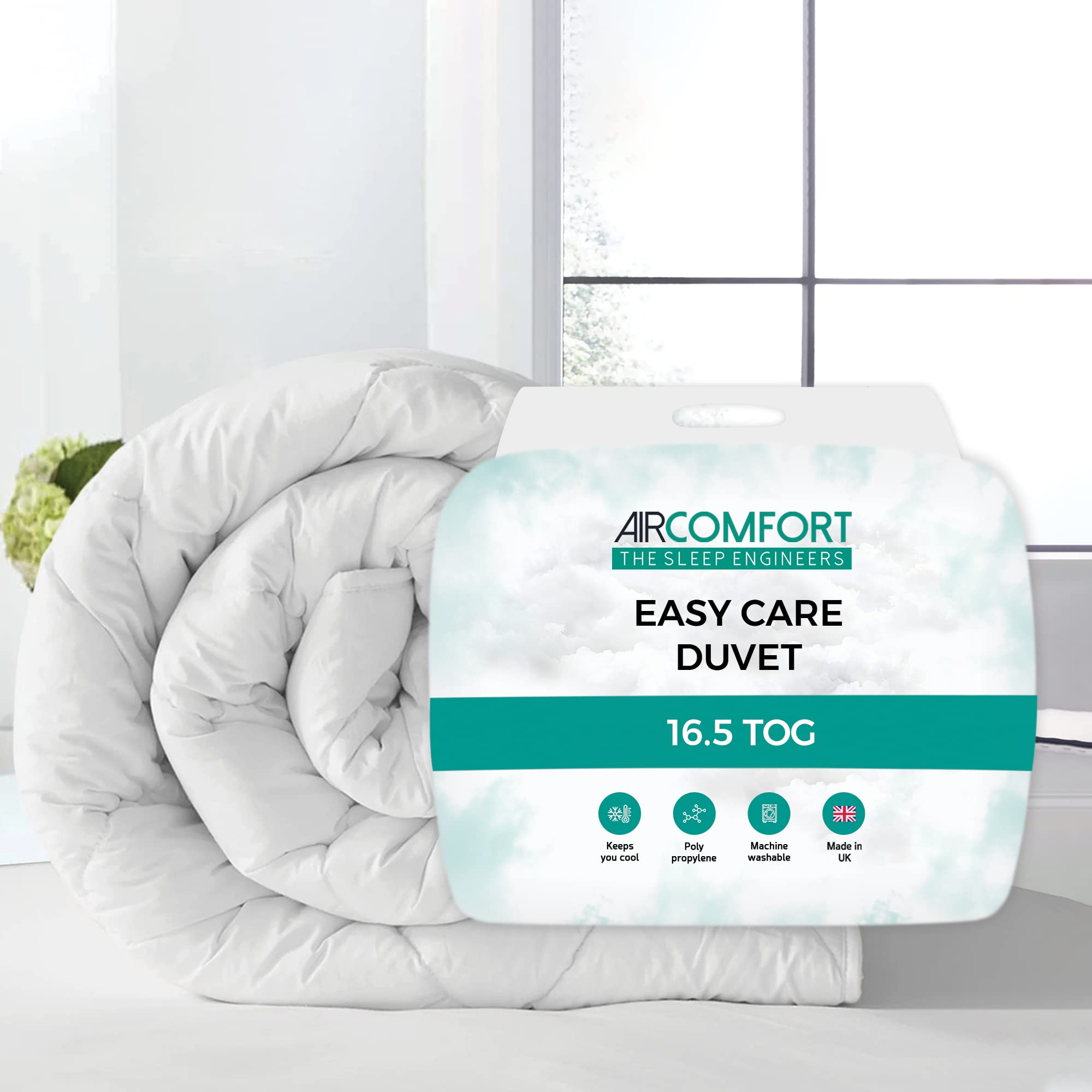 Air Comfort White 16.5 Tog Easy Care Anti-Allergy Double Duvet For Winter - Hypoallergenic, Anti-Allergy Soft Cover With Hollowfibre Filling Feels Like Down Heavyweight Duvet (200Cmx200cm, )
