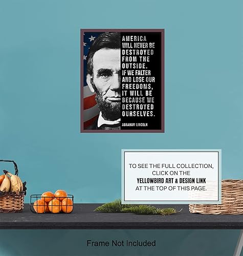 Miniatura 7 de Abe Lincoln - Abraham Lincoln Poster, 8x10 - American Flag Wall Decor - Patriotic Wall Decor - USA Wall Art - Positive Inspirational Quotes -