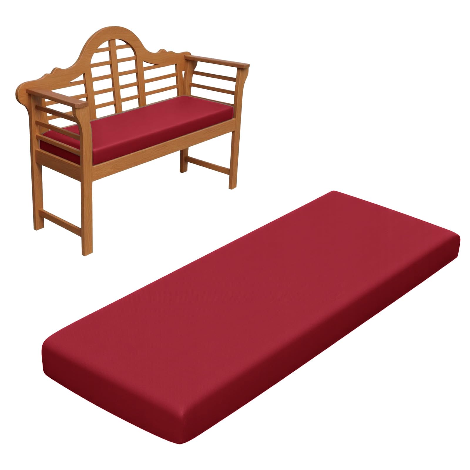 RZYW Coussin de Siège Imperméable de 5 cm D'épaisseur pour l'extérieur, Coussin pour Banc Remplacement en Mousse, Antidérapant Coussin de Banc de Meubles de Jardin Balancelle,Rouge,135x45cm