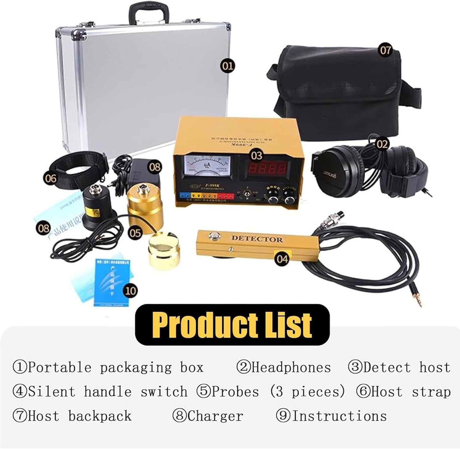 Kit detector de fugas de agua subterráneo, sensor acústico profesional, 0-100 dB ajustable, con auriculares con cancelación de ruido y funda de transporte