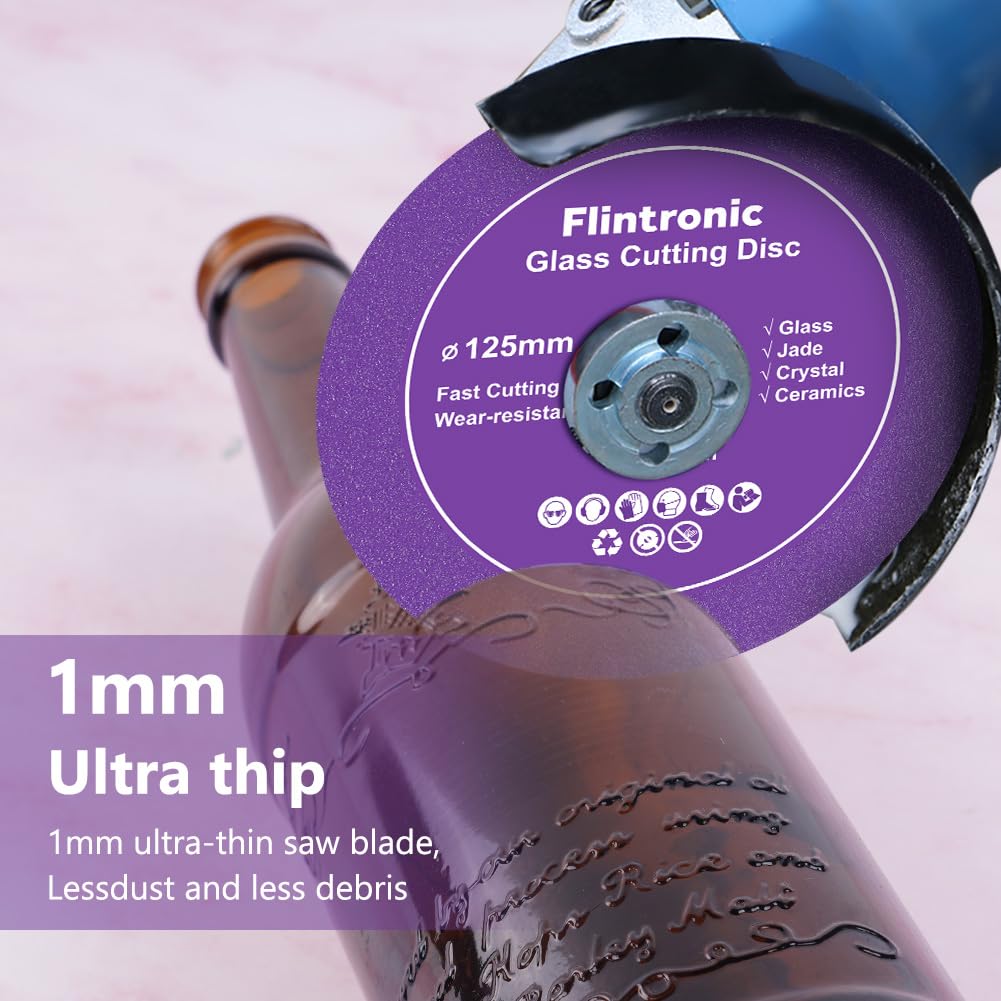 Flintronic Glass Cutting Disc, 2PCS 125mm Diamond Saw Cutting Blade Angle Grinder Glass Tile cutting And Polishing - Image 3