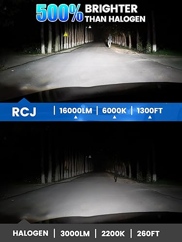 Miniatura 2 de RCJ Bombillas LED H11, luces H8 H9 H16, 60 W, 16000 lm, luz antiniebla, 6000 K, blanco frío, reemplazo halógeno con ventilador de refrigeración,