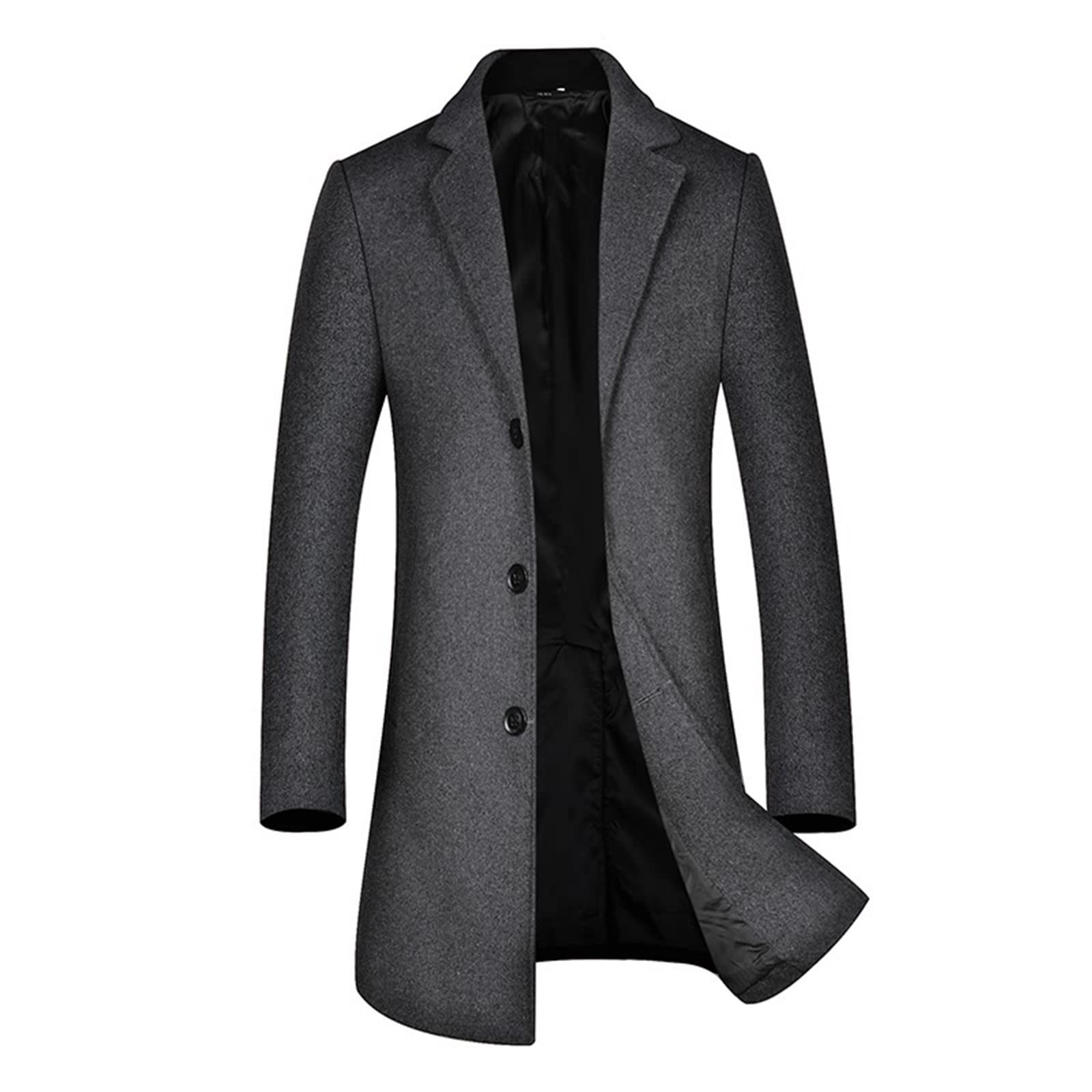 Cappotto da uomo in lana tinta unita collo monopetto monopetto con dentellatura elegante giacca a vento da passeggio Autunno Inverno per la protezione dal freddo e dal vento