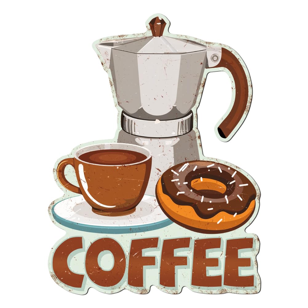 WADORN Vintage Caffè Cartello In Metallo, 28x37cm Divertente Cartello In Metallo per Bar Tazza Da Poster Da Parete Targa per Angolo Caffè Stazione