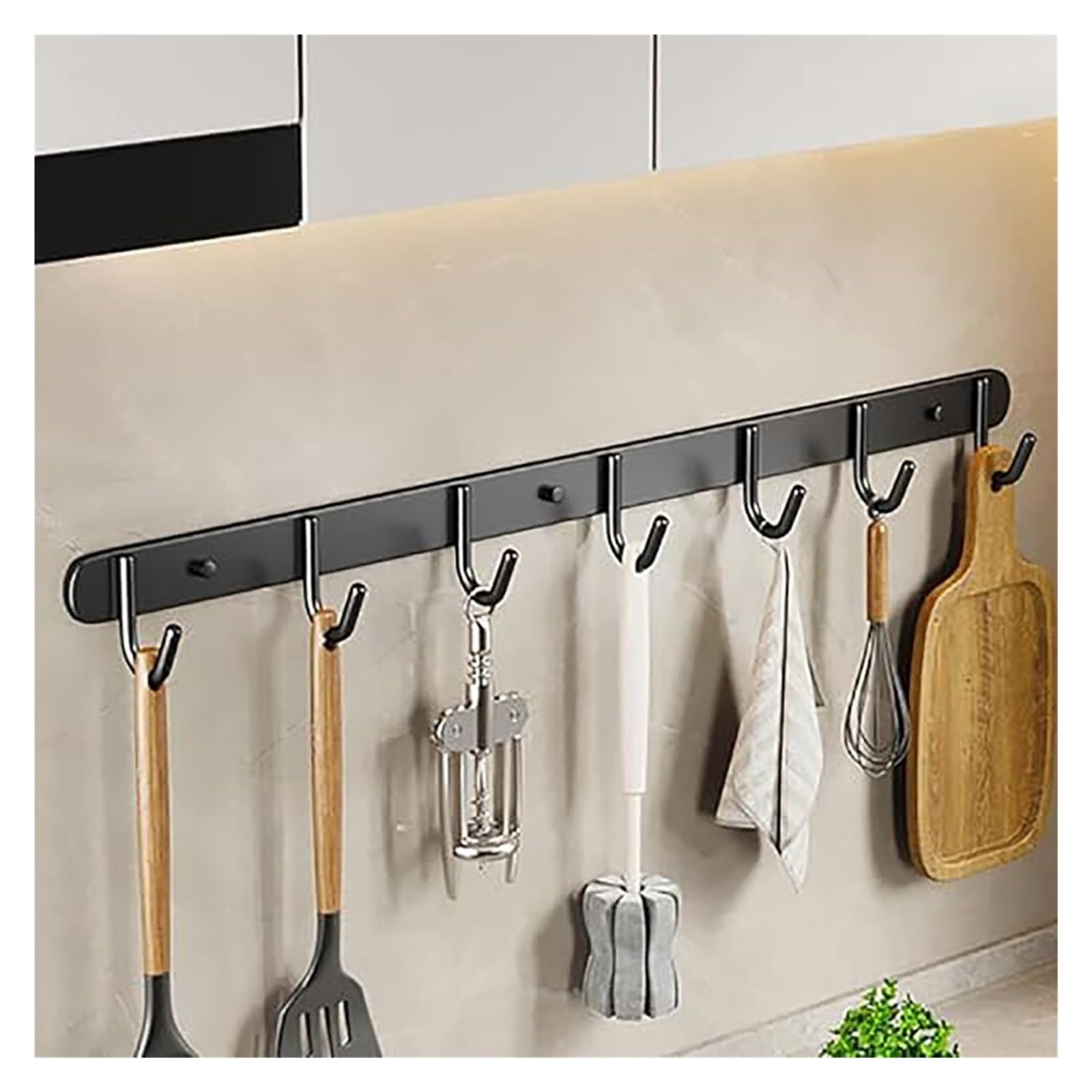 Perchero De Cocina De Acero Inoxidable Autoadhesivo, Estante For Colgar En La Cocina, Barra For Utensilios De Cocina, Soporte De Cocina, Sin Taladrar, Ganchos Móviles, Diseño Moderno, Mate organizador