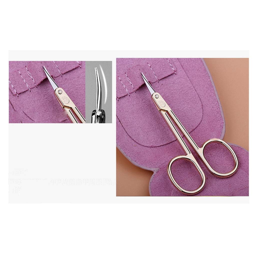 Juego de manicura, Juego de uñas, Herramienta de cuchillo de uñas de belleza portátil, Herramienta de cuidado facial for adultos, Herramienta de uñas dorada de seis piezas (Caja rosa) Kit de manicura