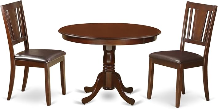 East West Furniture Dining Set, HLDU3-MAH-LC, Table + 2 Chairs