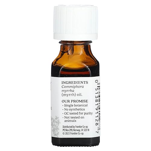 Miniatura 2 de Aura Cacia Aceite esencial de mirra 100 % puro, 0.5 onzas líquidas, aroma picante cálido, aceite de mirra restaurador y centrado y meditativo