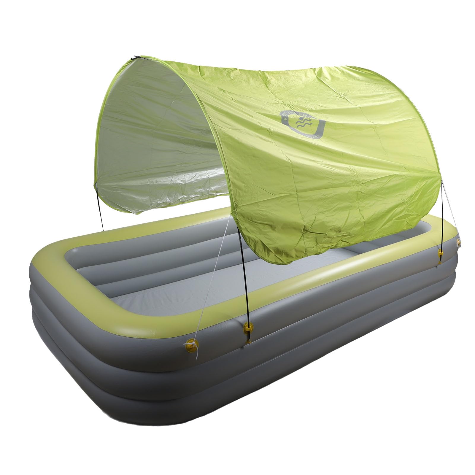Piscina Gonfiabile, Grande Piscina per Famiglie Gonfiabile con Tettoia e Scivolo, Materiale in PVC Addensato, 118,1x68,9x23,6 Pollici, con Sedili e Schienale, per Bambini Adulti
