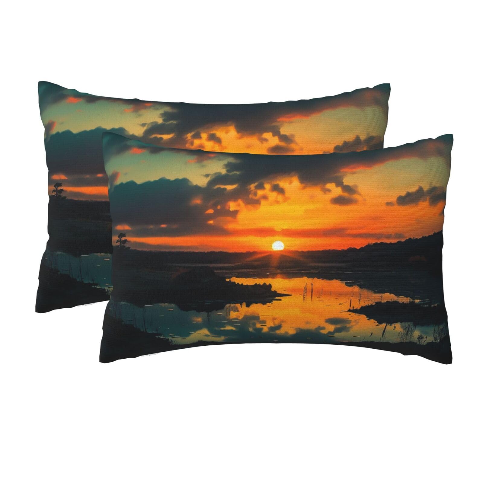 2 Pack Queen Pillow Cases with Hidden Zipper, Soft Breathable Pillow Covers for Hair and Skin, Sunset Dawn Pillowcases 20"x30" Bed Pillow Protectors Cover for Sleeping Gifts