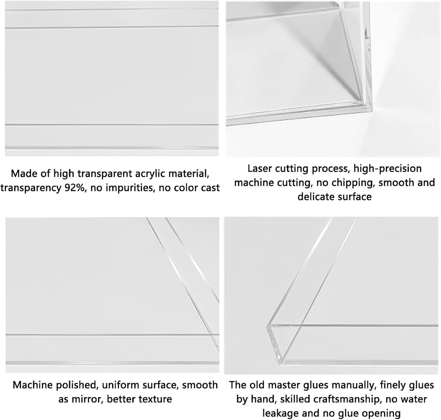 浮かぶ写真ポーズ小道具、アクリルディスプレイケースショーケース、写真撮影トレイ、透明な浅い水タンク、ポータブル食品化粧品収納ボックス