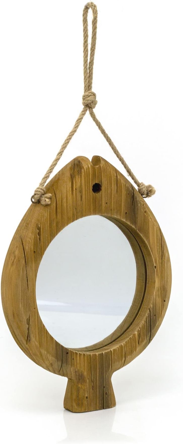 Carousel Home Fish Shaped Wall Mirror | Wooden Fish Nautical Wall Mirror | Sea Life Hanging Bathroom Wall Mirror Sea Ocean Decor | Beach Decor Nautical Bathroom Accessories