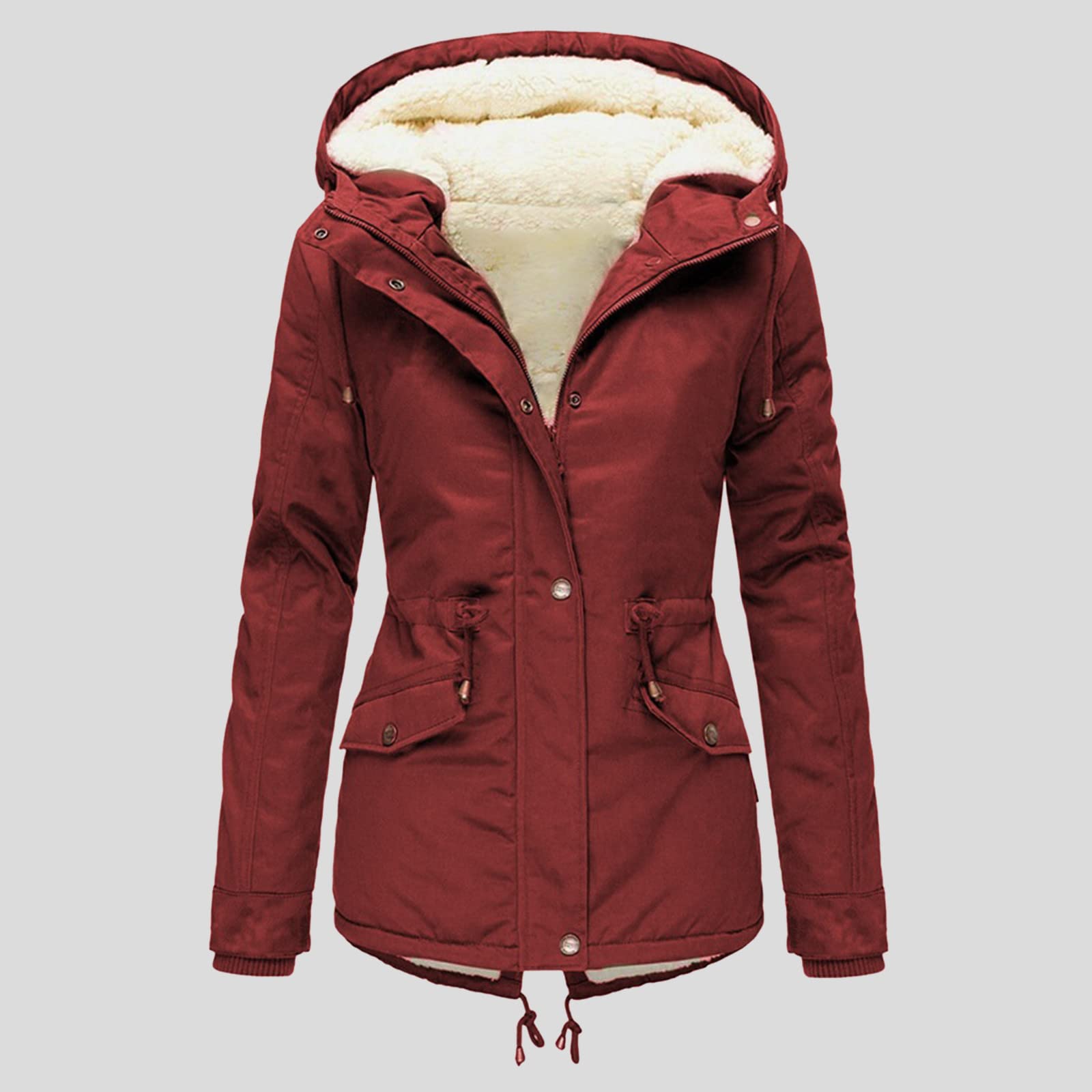 übergangsjacke damen Damen Plus Size Wintermantel Damenjacke Dicker Outwear gefütterter Kapuzenmantel Warmer Trench Damenmantel
