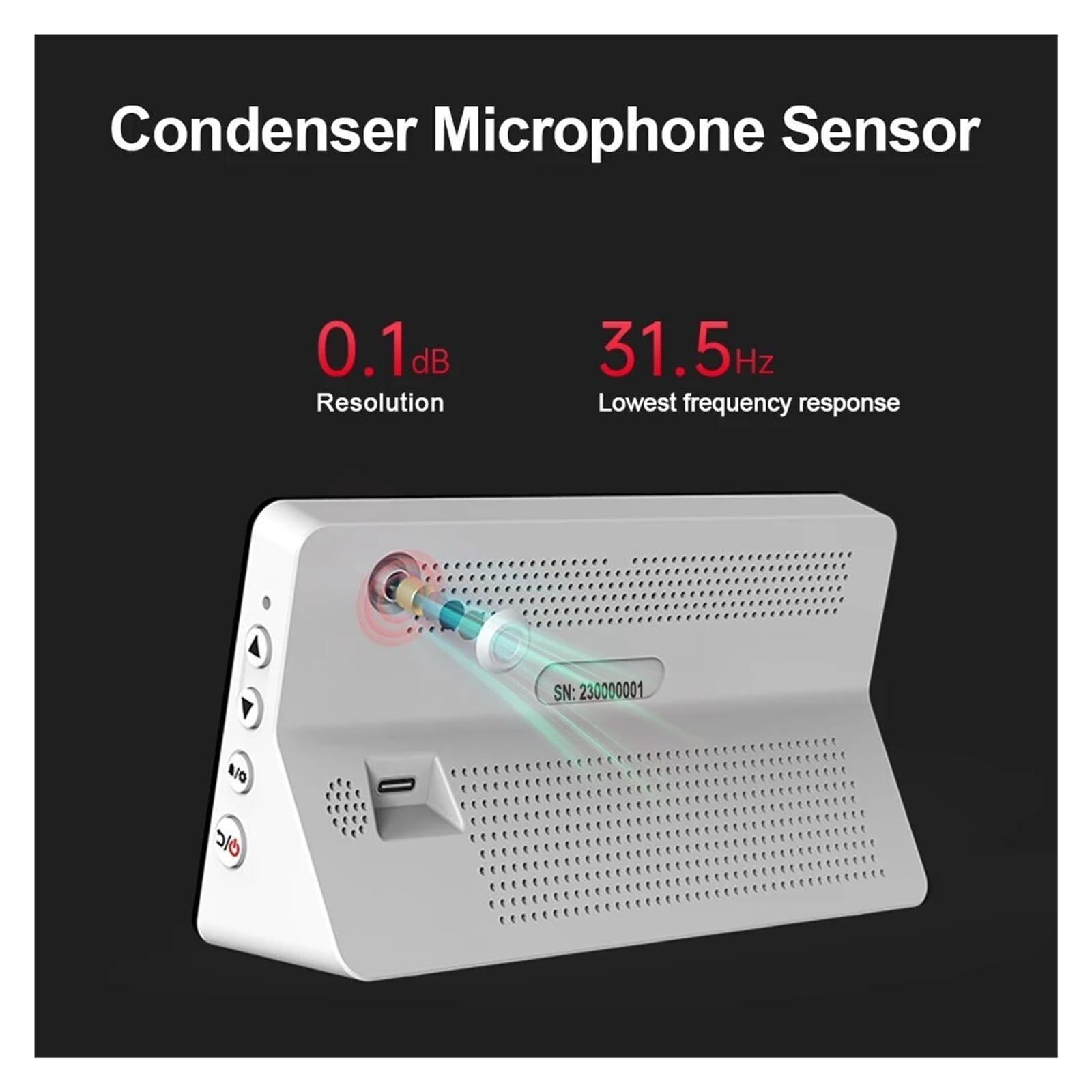 Sonometro, Medidor Decibelios, Medidor de decibelios 4 en 1, medidor de nivel de sonido de 30dB a 130dB, probador de monitoreo de ruido de con medidor de temperatura, humedad/tiempo , medición de ruid