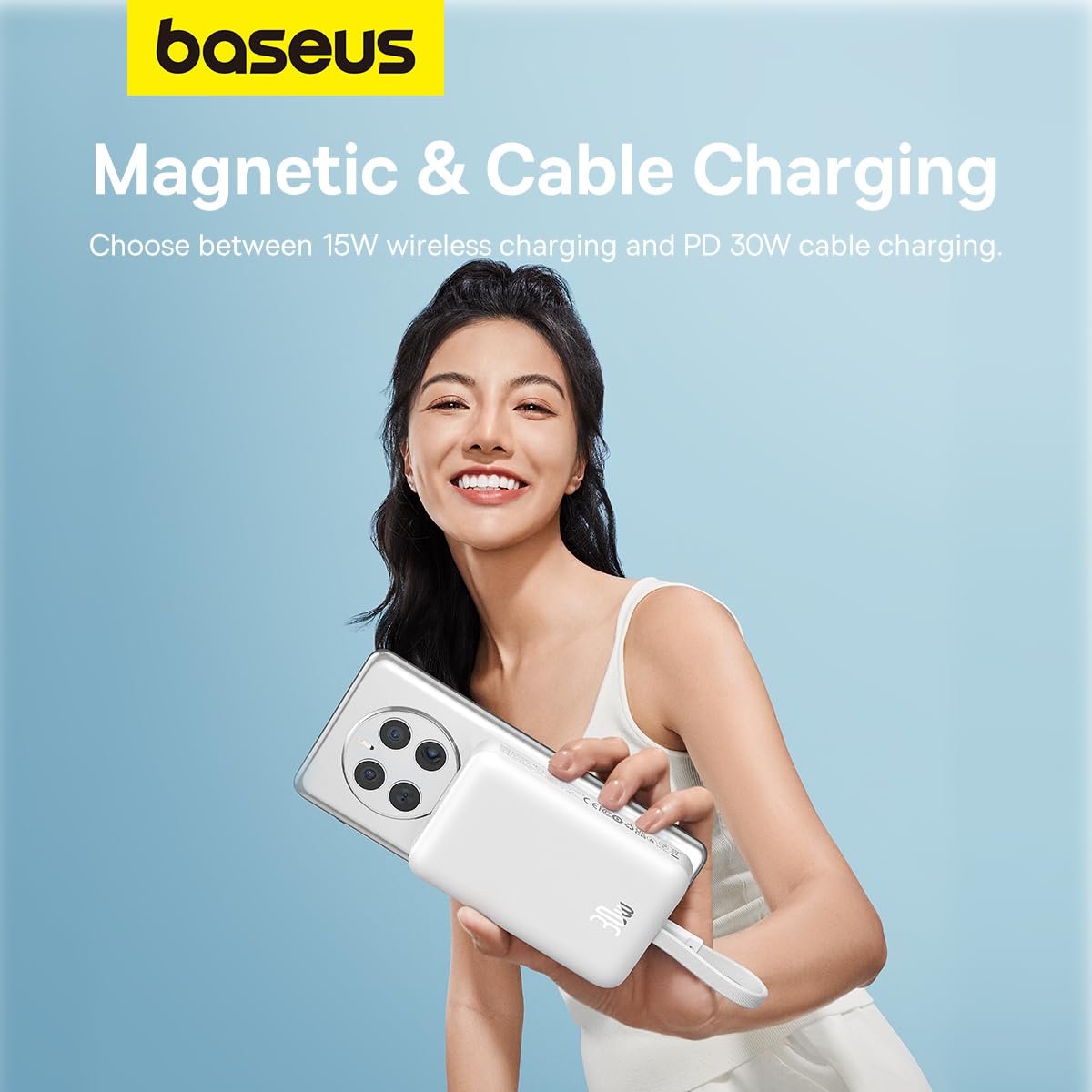 Baseus Powerbank magnetico 10000 mAh, batteria esterna Magsafe per iPhone 15/14/13/12 serie, PD 20 W, USB-C Mini Powerbank, azzurro Baseus Powerbank magnetico 10000 mAh, batteria esterna Magsafe per iPhone 15/14/13/12 serie, PD 20 W, USB-C Mini Powerbank, azzurro