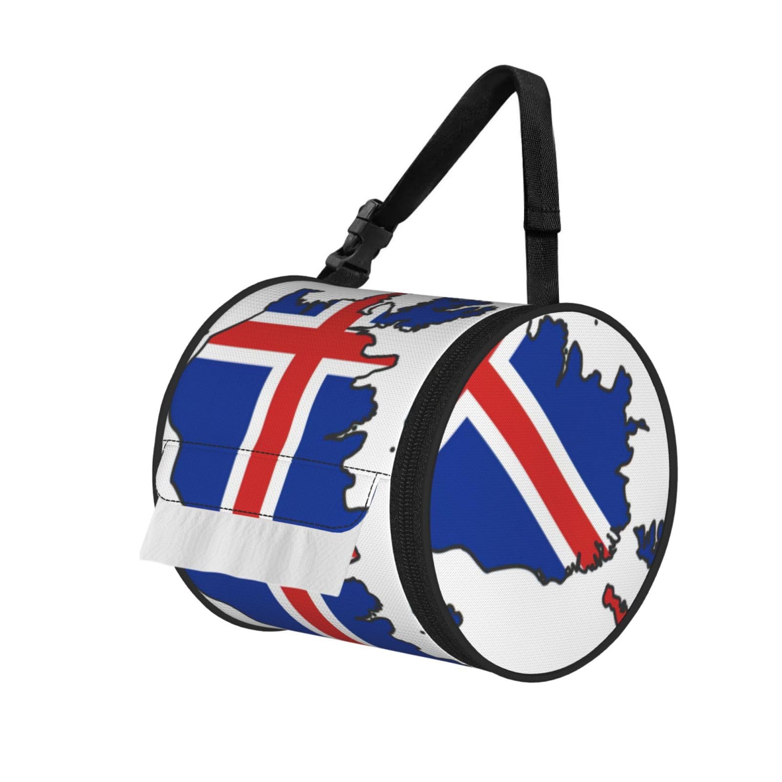 Iceland Flag Map Print Fashion Tissues Organizer Box, Hanging Tissue Holder For Purse Coins For Car Office Daily Outing