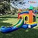 Bounce House with Inflatable Water Slide for Kids, Backyard Commerical Castle Outdoor Playhouse Bouncer with Splash Pool, Includes Blower, Anchor Stakes and Storage Bag, 26.5 x 12 x 14.5