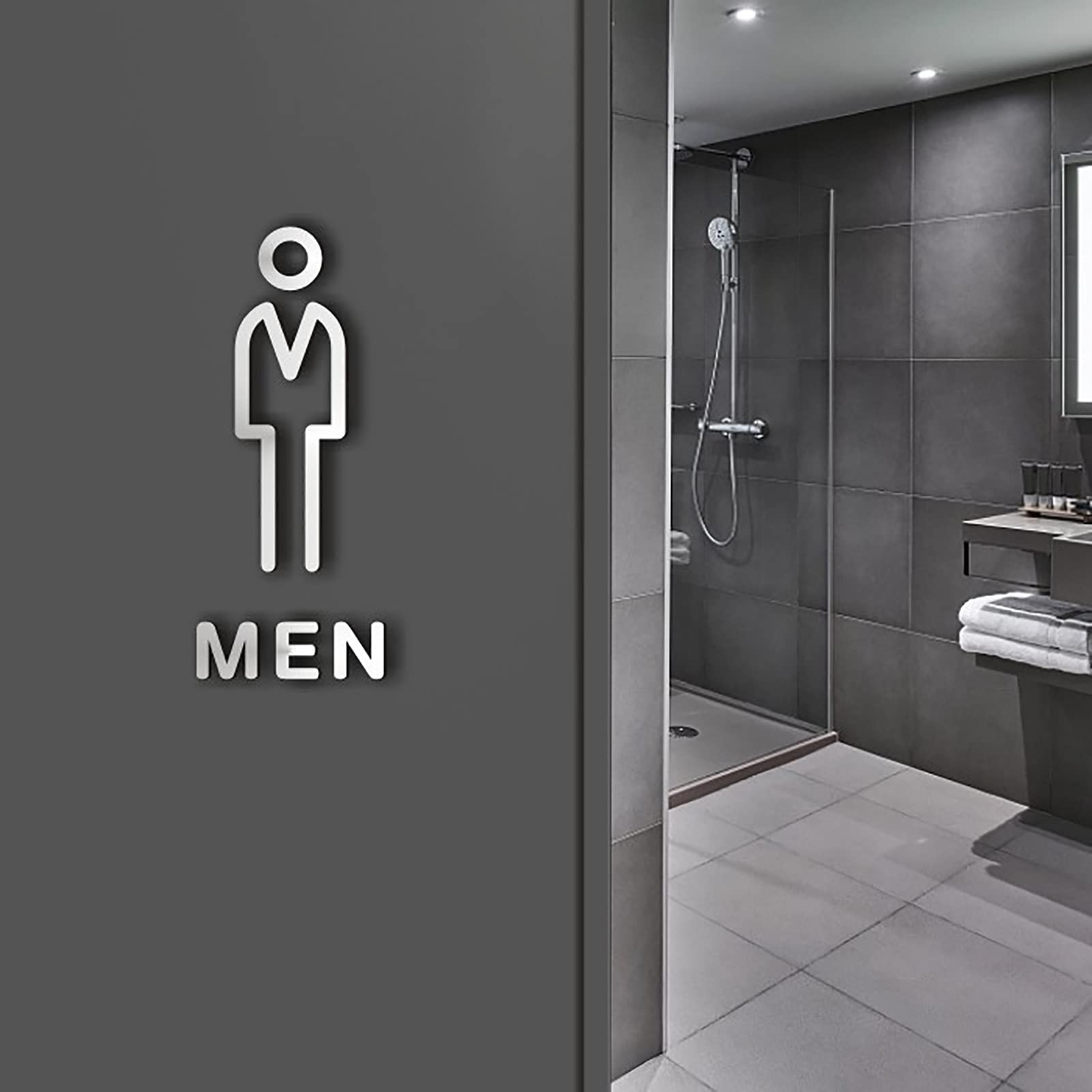 Nowoczesne tabliczki informacyjne do toalet, męskich i żeńskich, akrylowe na drzwi toalety unisex(Man+women)