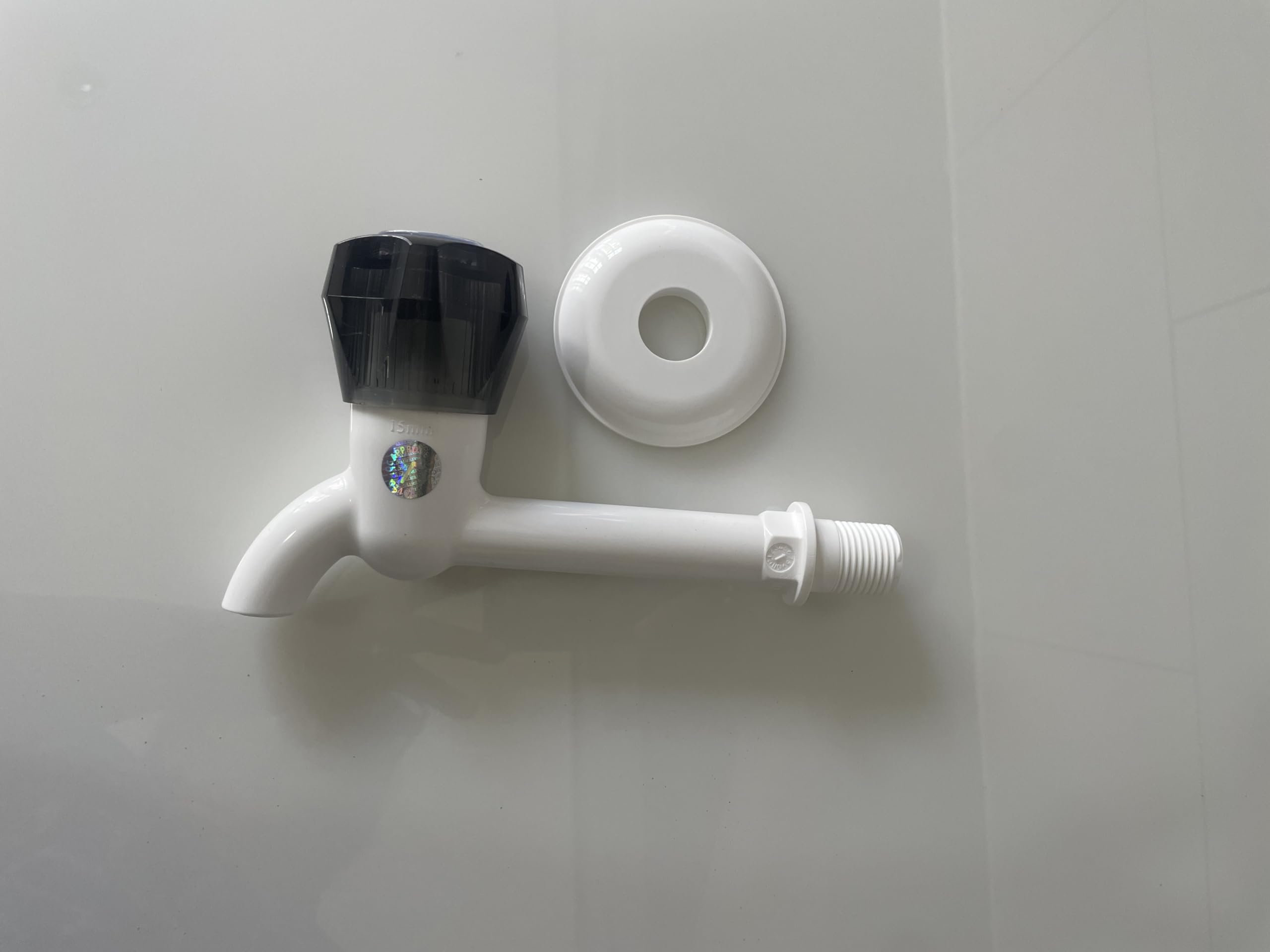 Watertec Polyvinyl Chloride M Series 180 mm Long Body Bib Tap for Kitchen Bathroom Home Wall Mount Tap (Charcoal and White)-image-6