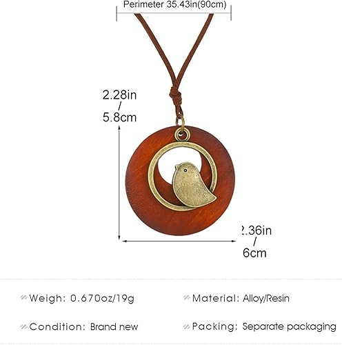 Miniatura 3 de WCRAZYE Collar de cordón de cuero para mujeres y niñas, hecho a mano, gargantilla bohemia con colgante largo de cuero de pájaro largo, collar de