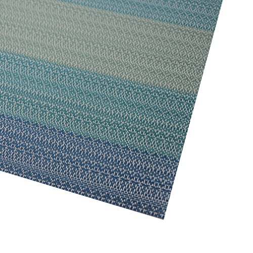 Bright Dream Placemats Washable Easy To Clean Pvc Placemat For Kitchen Table Heat-Resistand Woven Vinyl Hard Table Mats 12X18 Inches Set Of 6 （Blue） #TOP2