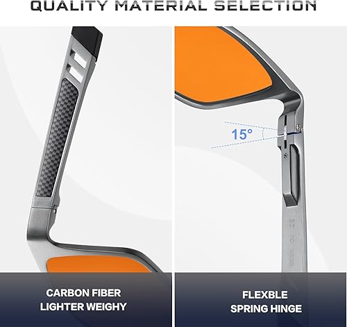 Miniatura 5 de Gafas con bloqueo de luz azul para hombres/mujeres, gafas de juego para computadora, color amarillo metálico A01-gris