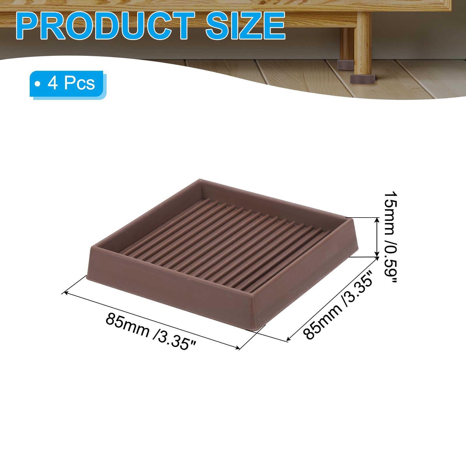 PATIKIL 3"x3" Square Rubber Furniture Pads - Image 2