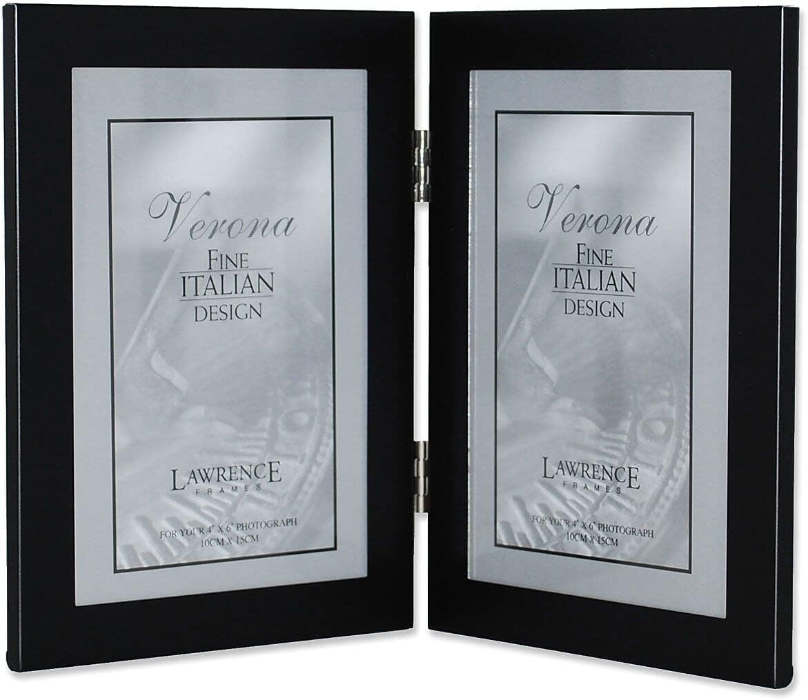 Lawrence Frames Black 4 by 6 Hinged Double Metal Picture Frame