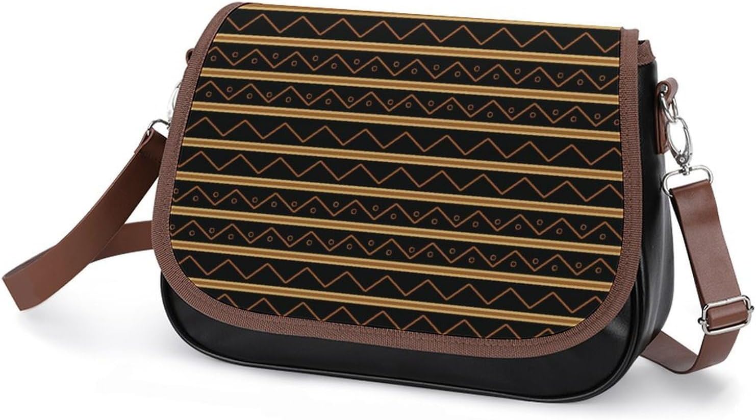 African PrintWomen's Faux Leather Crossbody Bag, Waterproof Wrinkle-Resistant Shoulder Bag with Detachable Strap, Large Capacity Casual Handbag, Fashion Daily Purse for Shopping Work Dating, Ideal Gif