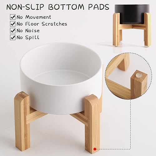 Miniatura 10 de Petygooing Cuenco de cerámica elevado y elevado de 28 onzas para perros de razas pequeñas y medianas, plato de comida para perros con soporte,